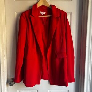 Jess‎ Lea Womens Red Open Front Notched Lapel Lined Blazer Jacket Medium nwt